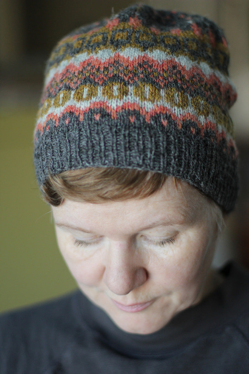 Jamieson's of Shetland Huxter Hat Kit - Gudrun Johnston's Geometric Design with Spindrift Yarn