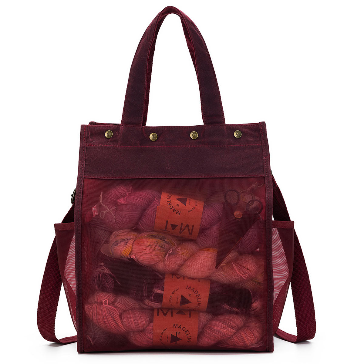 della Q Maker's Stylish Tall Mesh Tote - Red for Crafting Enthusiasts