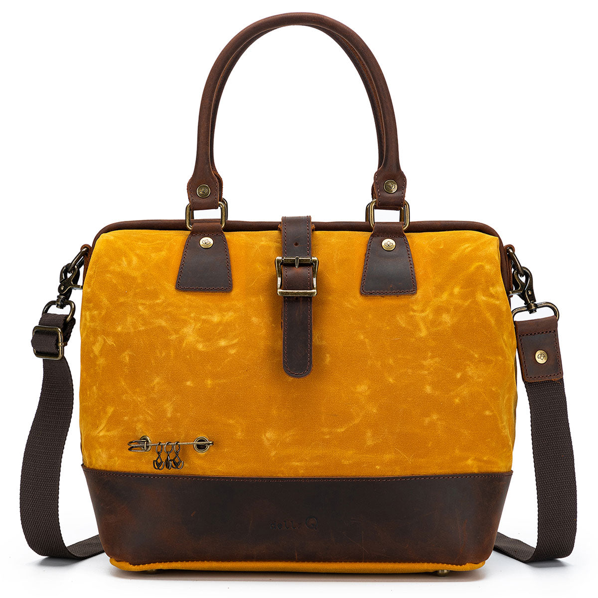 Della Q Maker's Stylish Canvas Satchel in Mustard - Ideal for Crafters