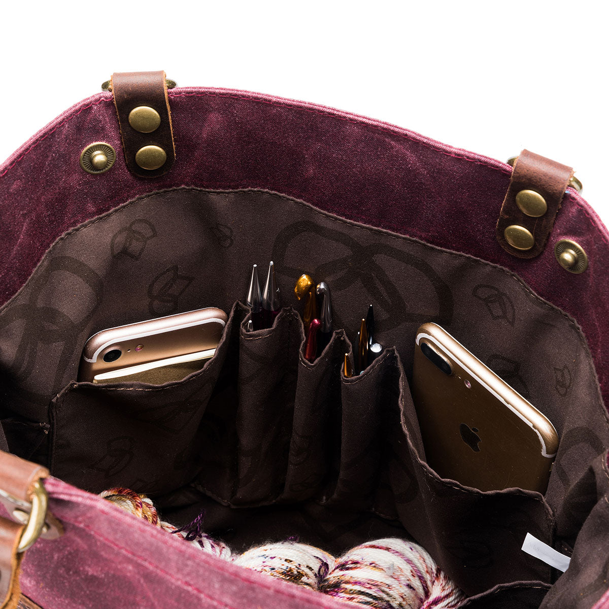 della Q Maker's Premium Olive Canvas Tote for Knitters and Crocheters