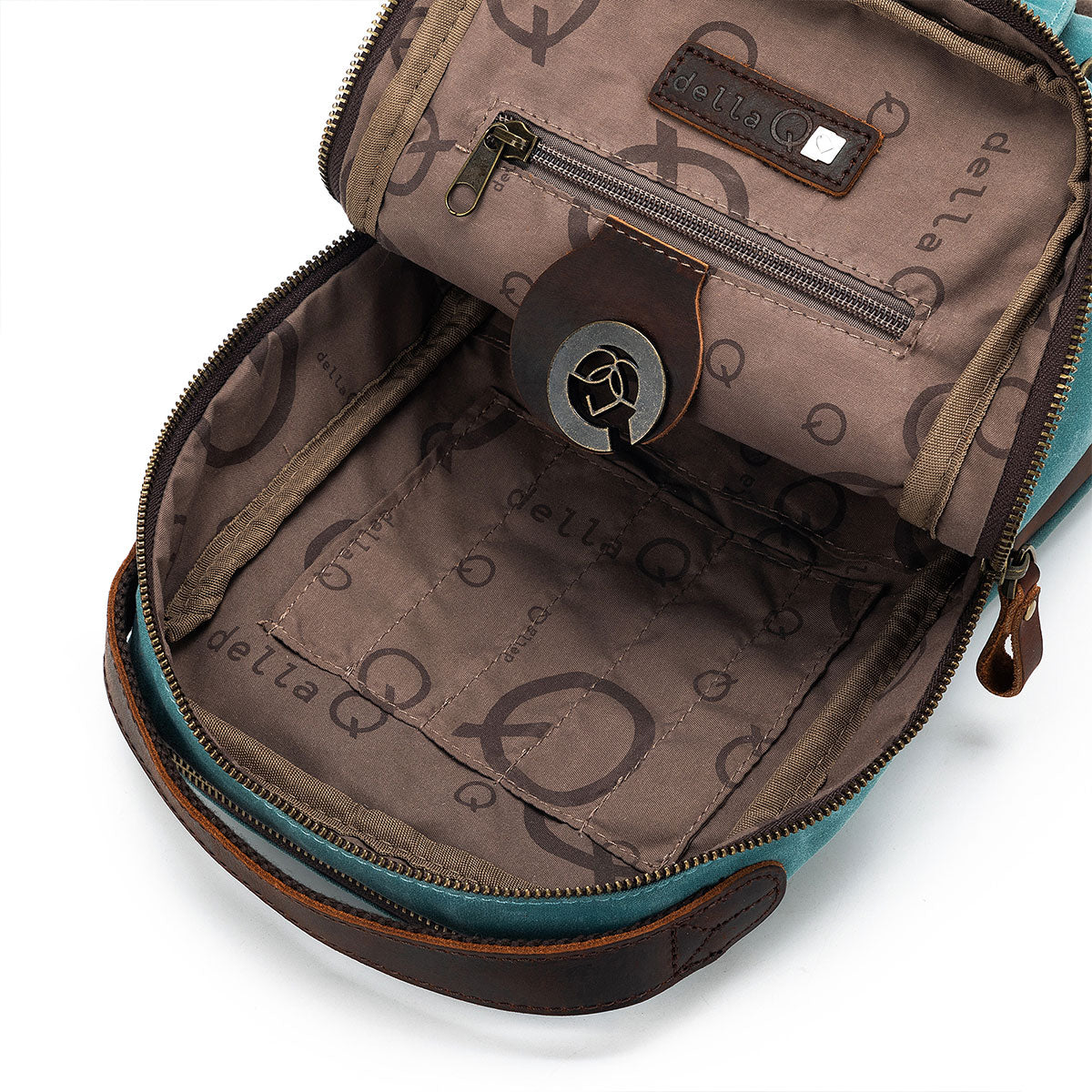 della Q Maker's Mini Messenger Bag - Teal, Lightweight & Water-Repellent