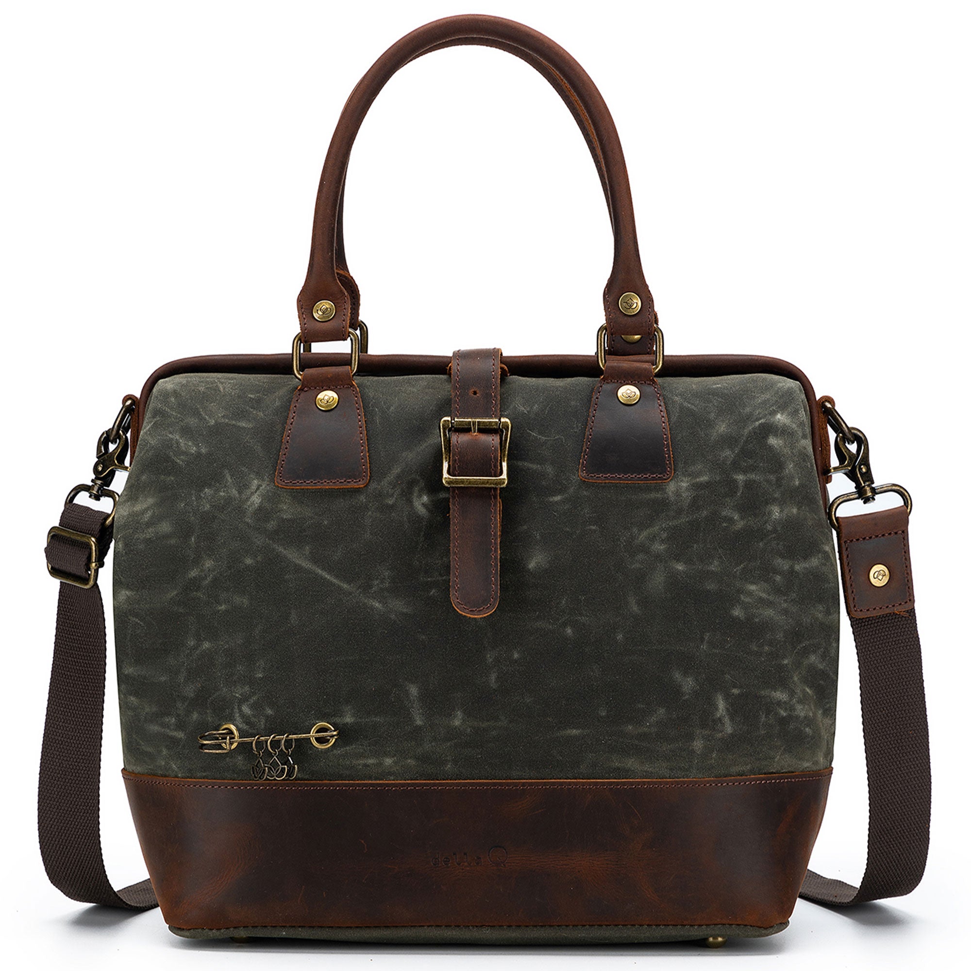 della Q Maker's Olive Canvas Satchel - Ideal for Knitters and Crocheters