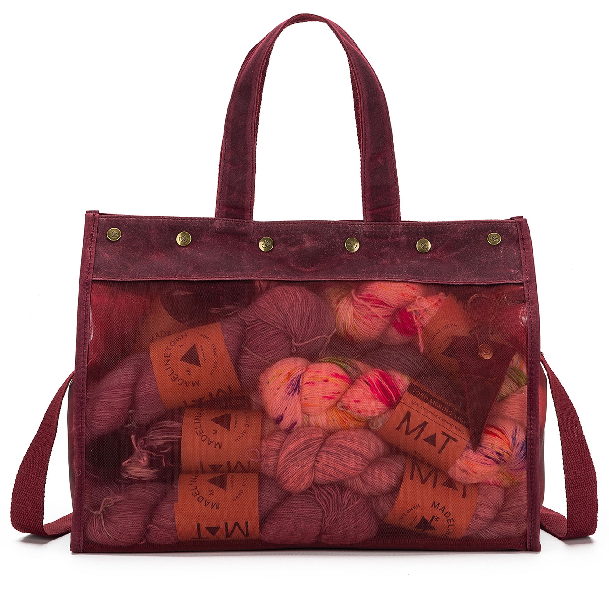 della Q Maker's Stylish Red Mesh Tote for Craft Enthusiasts