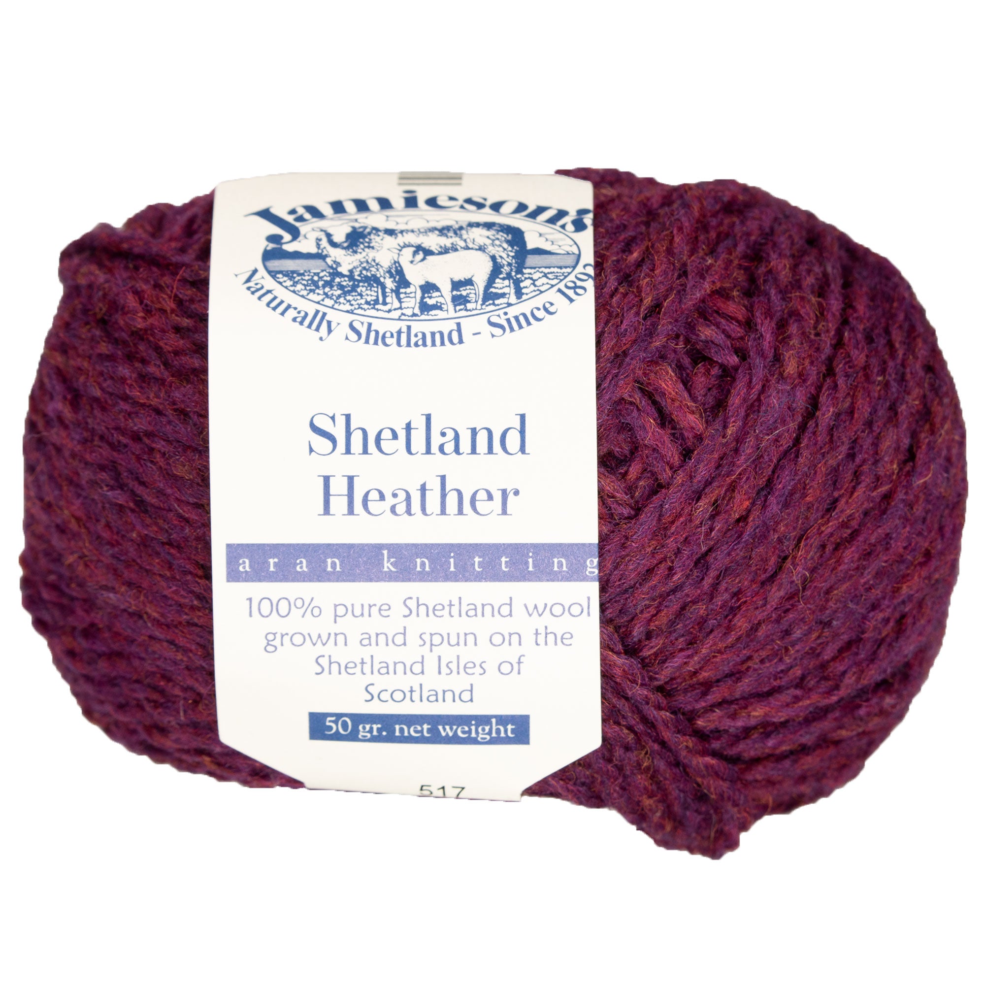 Jamieson's of Shetland Premium Heather Aran Yarn - 517 Mantilla for Exquisite Knits