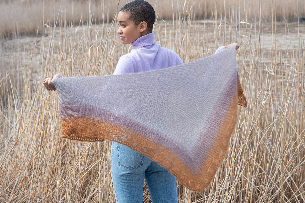 Berroco Aerial + Aerial Color Patterns - Kiania Shawl PDF Download - Stunning Mohair Ombre Gradient