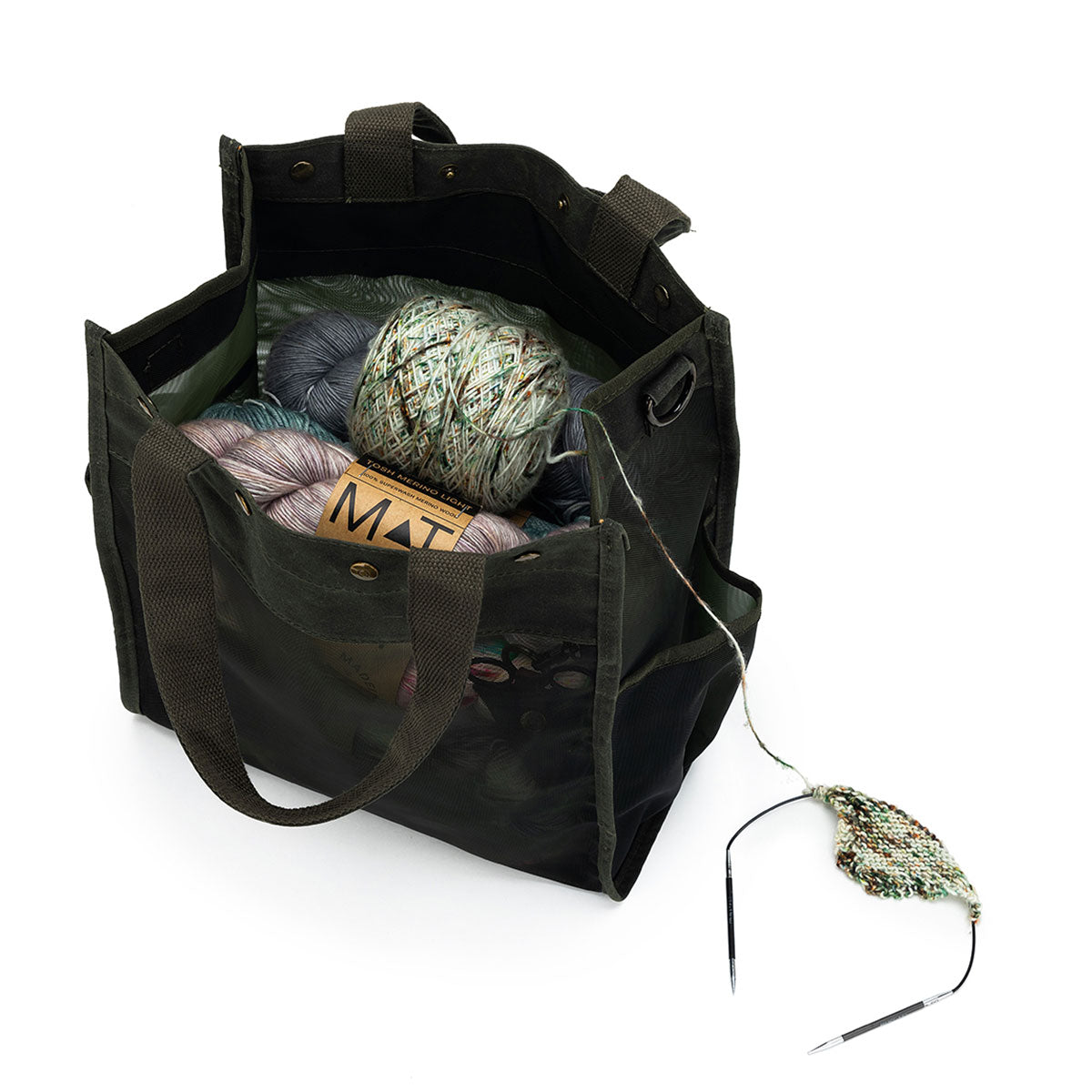 della Q Premium Tall Maker's Mesh Tote - Olive for Crafting Enthusiasts