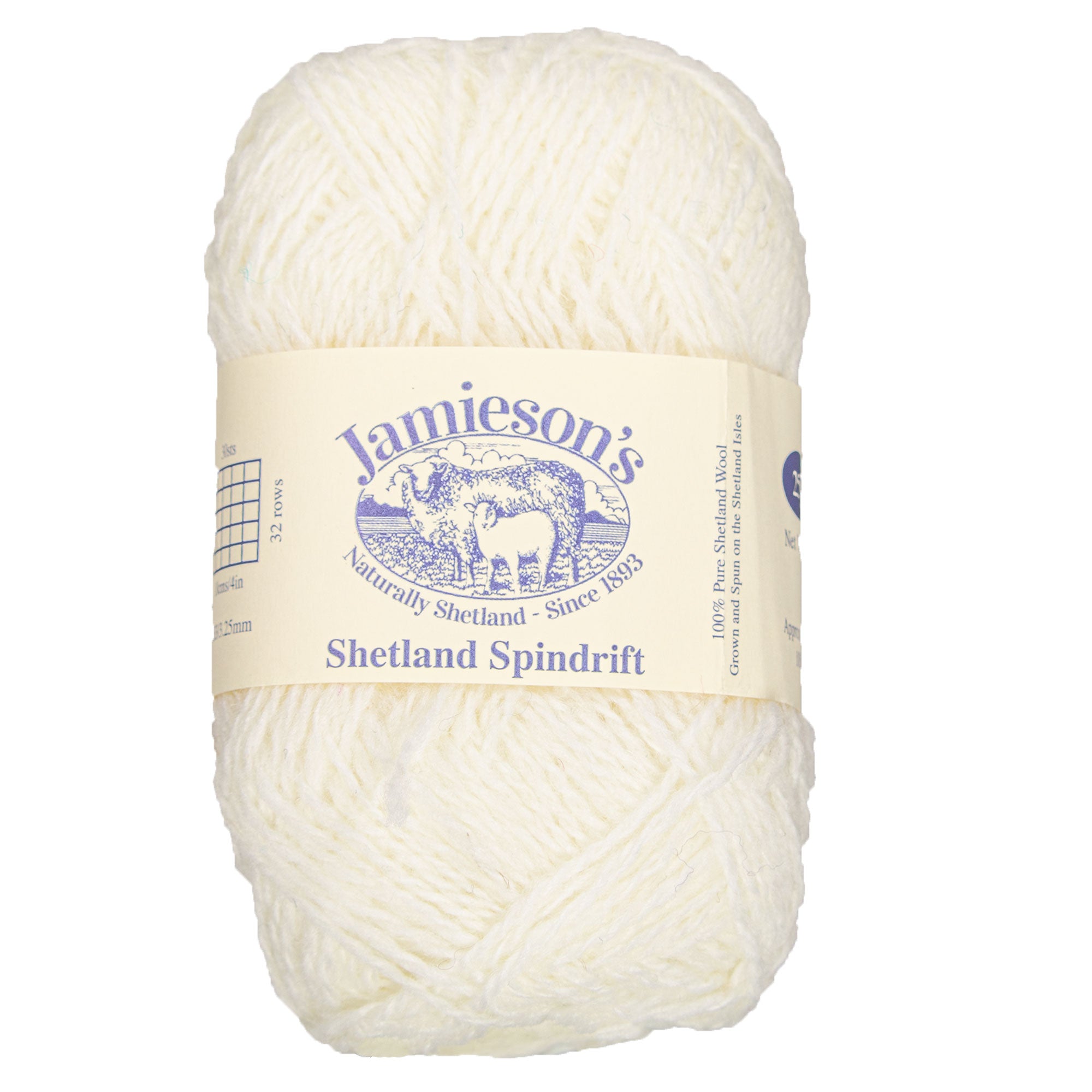Jamieson's of Shetland Spindrift 2-Ply Yarn - 304 White - Ideal for Colorwork Projects