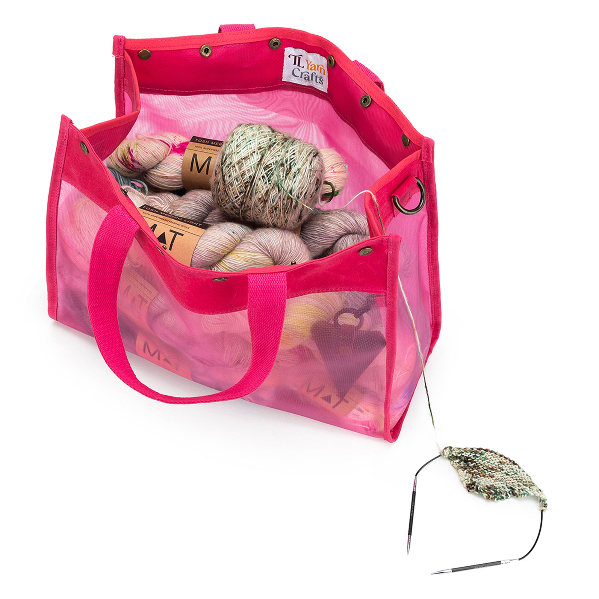 della Q Maker's Stunning Mesh Tote - TL Yarncrafts - Vivid Rose for On - the - go Creators