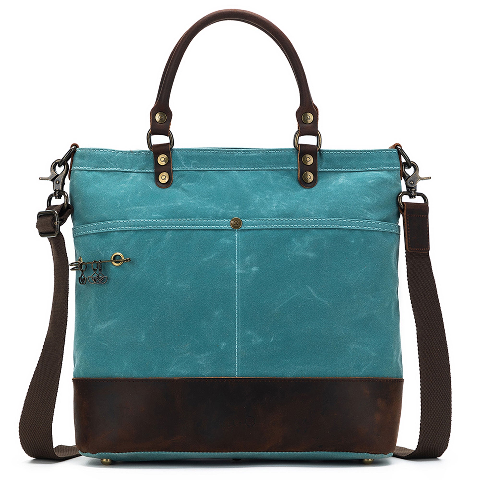 della Q Maker's Premium Canvas Tote in Teal for Knitters and Crocheters
