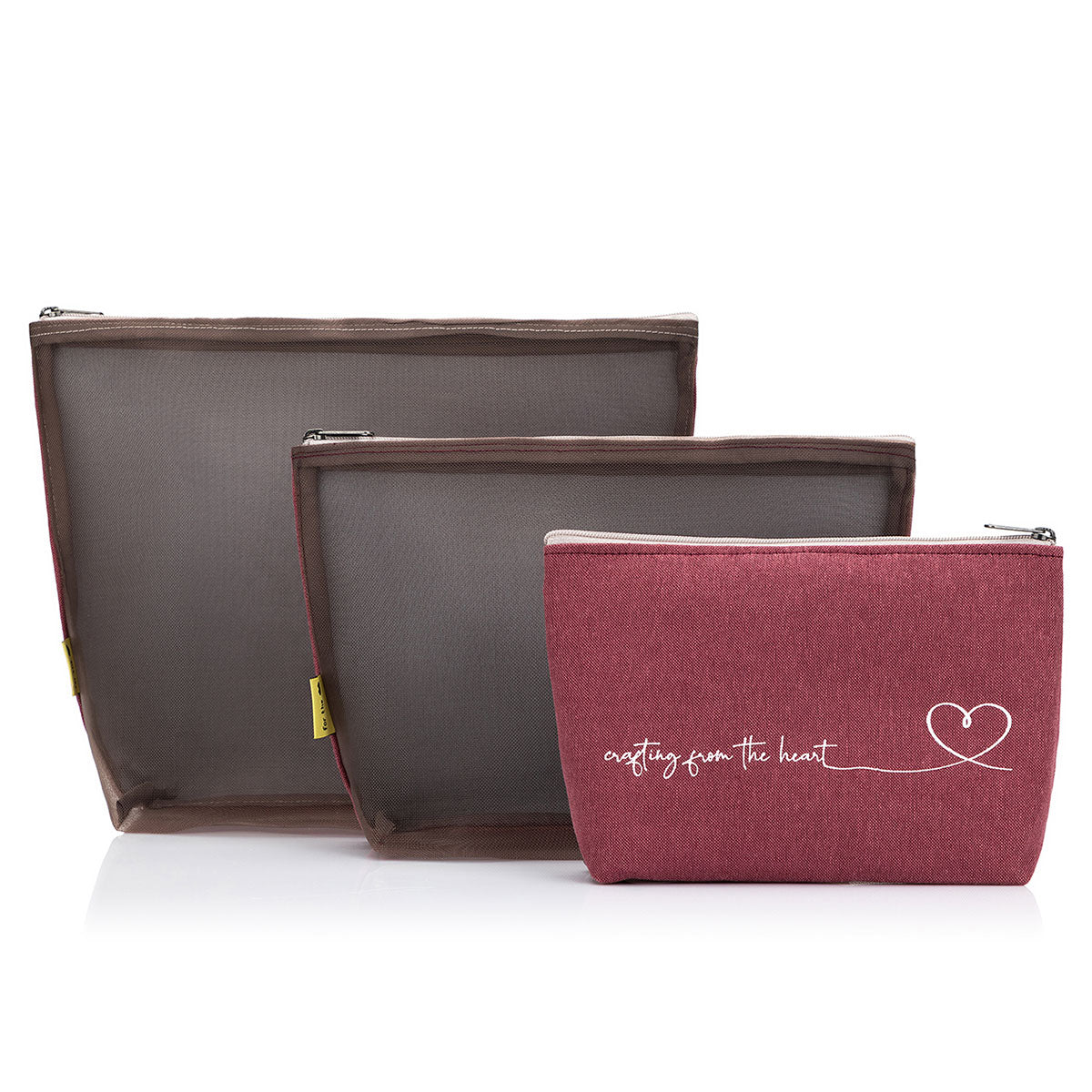 della Q Premium Mesh + Zip Collection 1123-1 - Stylish Linen Wine - Ideal for Notion Storage and Small Projects