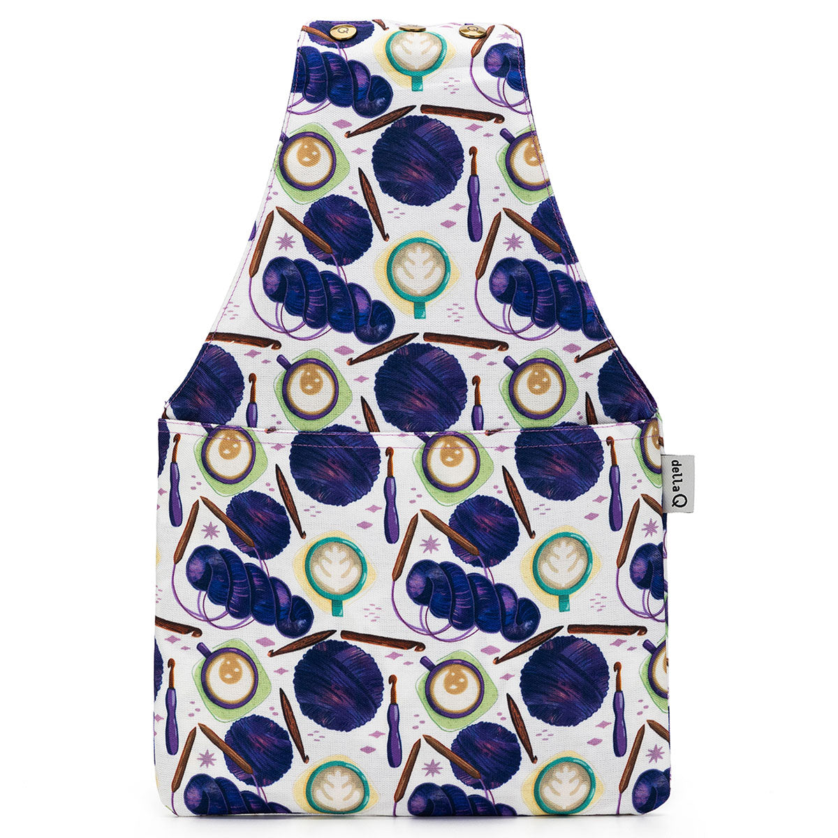 della Q Nora Lightweight Compact Fabric Print Wrist Bag - 1300-1 - Coffee and Yarn Purple