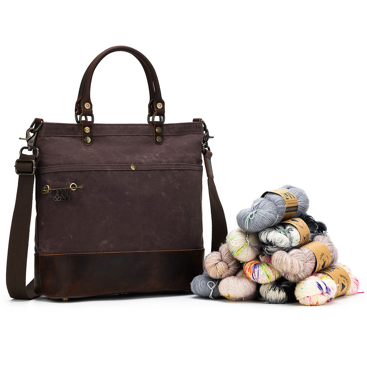 della Q Maker's Cocoa Canvas Tote for Knitters and Crocheters