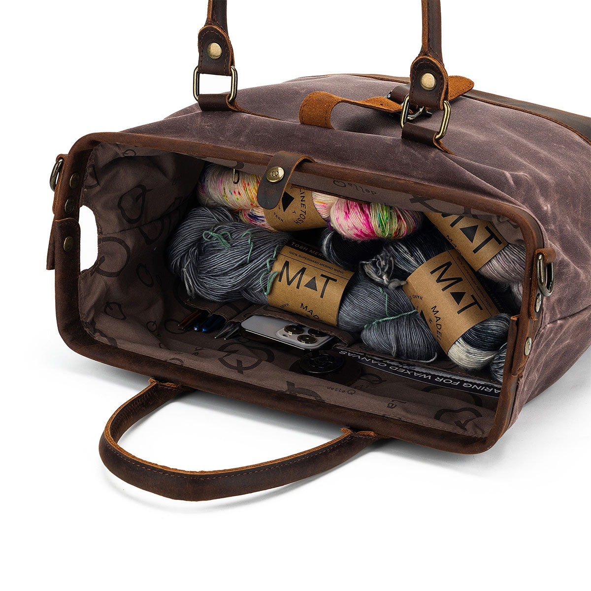 Della Q Maker's Chic Cocoa Canvas Satchel - Ideal for Crafters