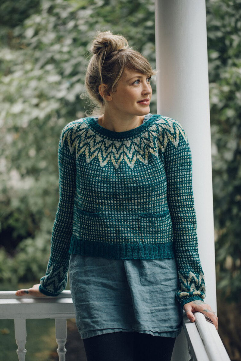 Andrea Mowry Drea Renee Knits Patterns - Sparky Round Yoke Pullover with Pockets