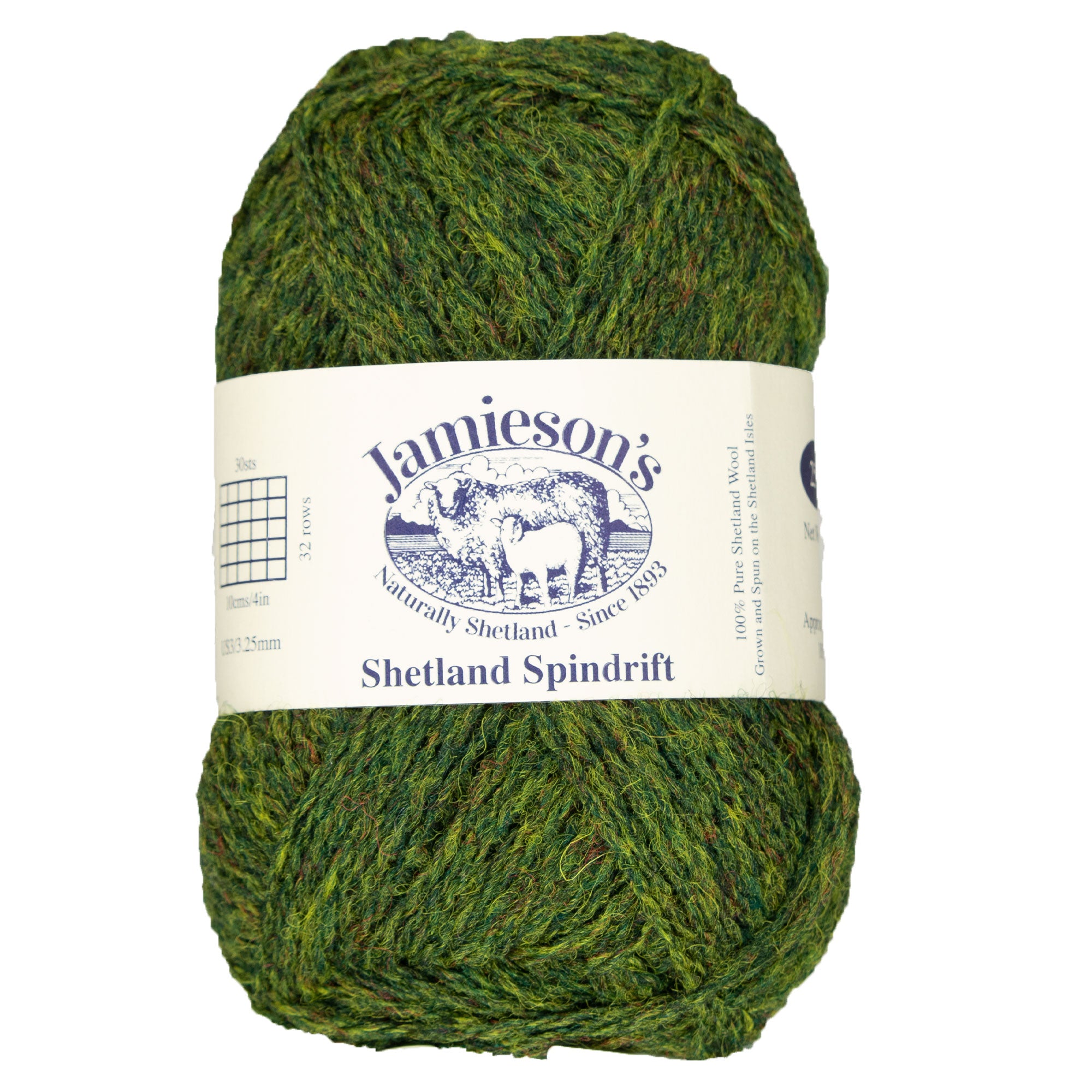 Jamieson's of Shetland Premium Spindrift Yarn - 147 Moss, Ideal for Crochet & Fair Isle Knitting