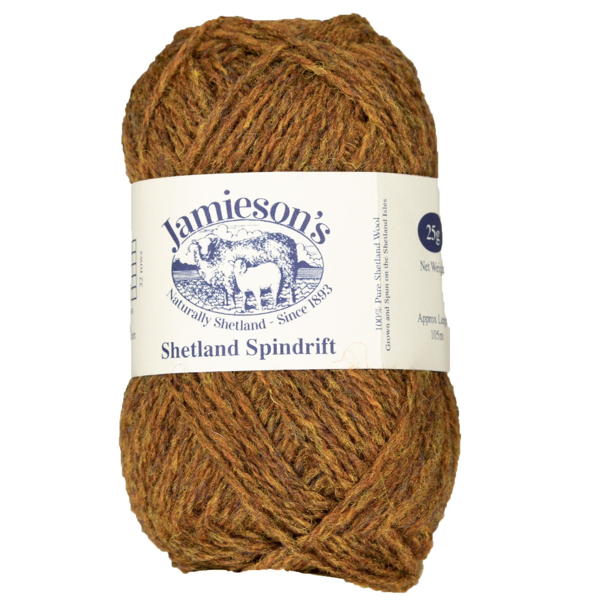 Jamieson's of Shetland Spindrift 2-Ply Yarn - 1190 Burnt Umber for Crochet and Knitting