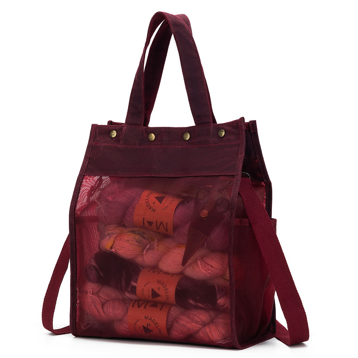 della Q Maker's Stylish Tall Mesh Tote - Red for Crafting Enthusiasts