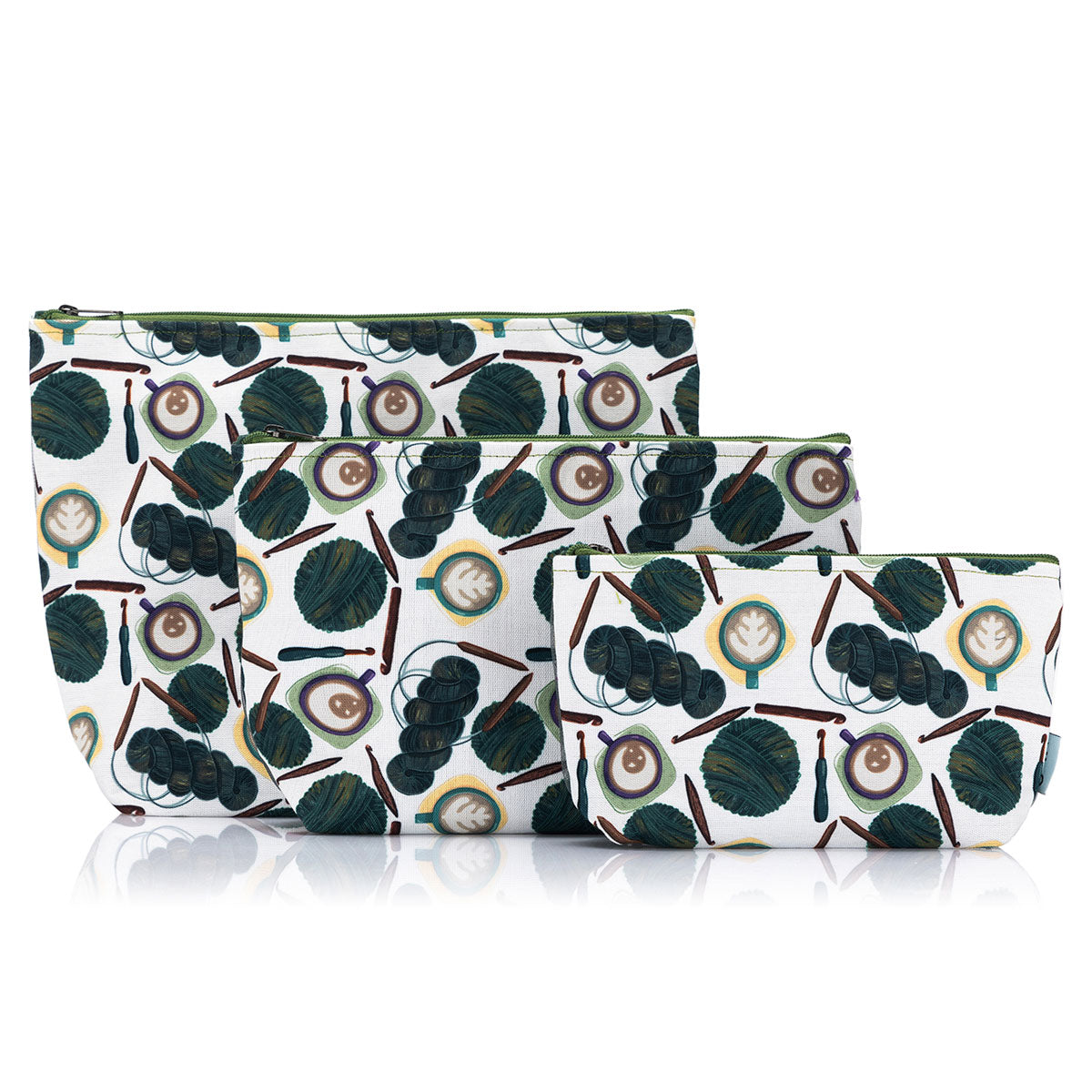 della Q Mesh + Zip Collection 1123 - 1 - Exquisite Fabric Print Collection in Coffee and Yarn Green