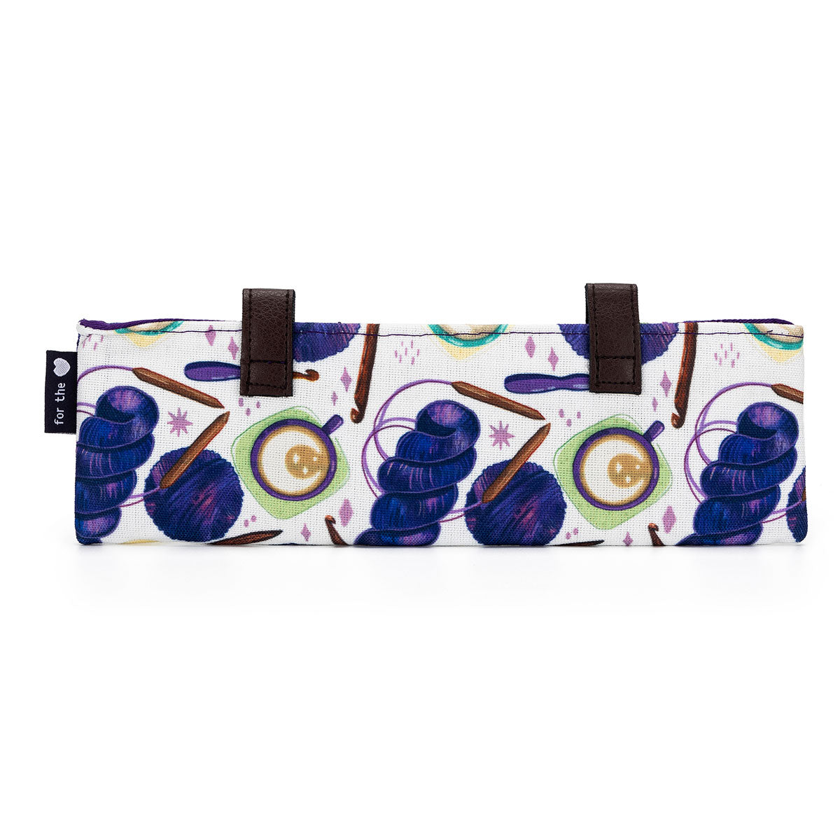 della Q Premium Sock Needle Keeper 1201-1 - Fabric Print Collection - Stunning Coffee and Yarn Purple