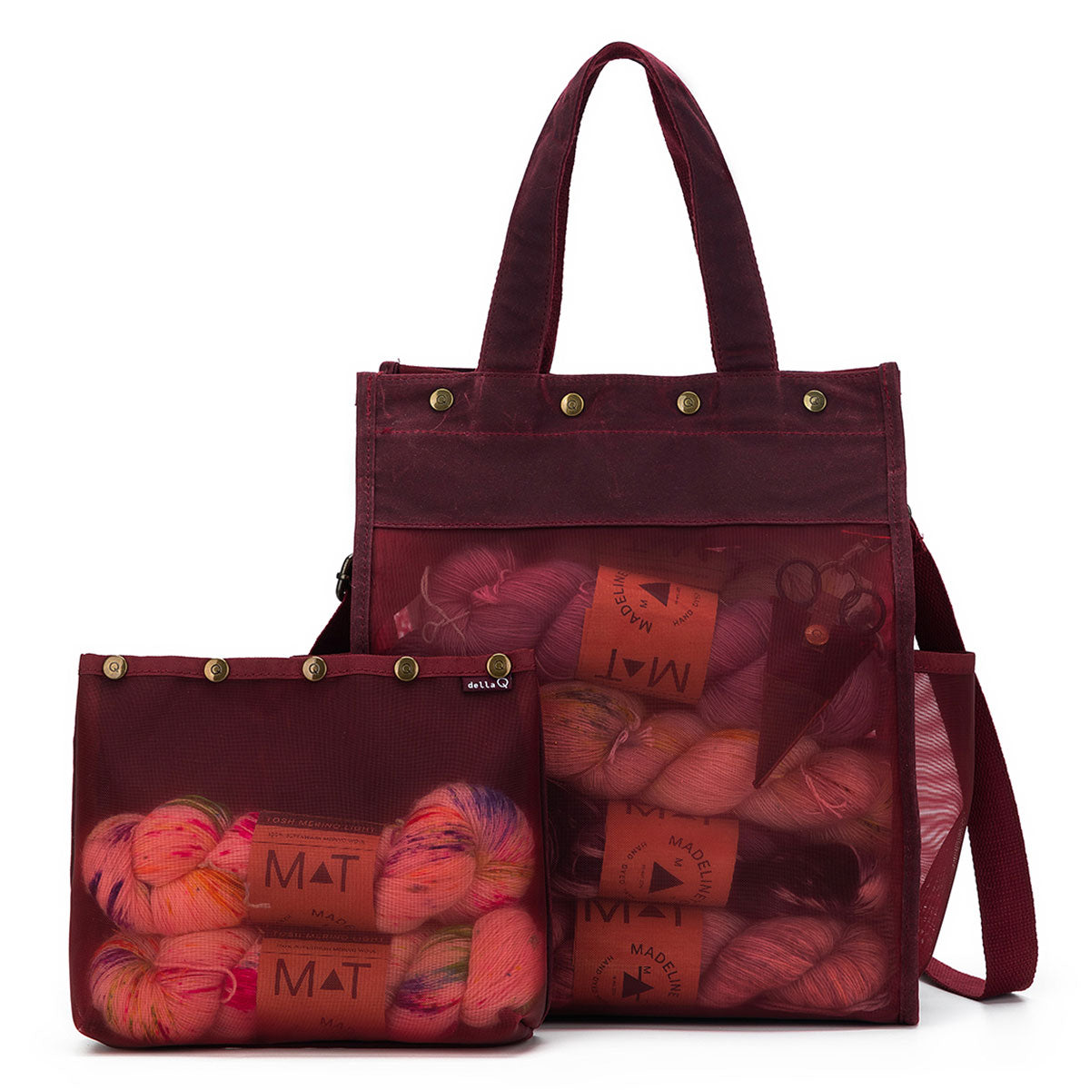 della Q Maker's Stylish Tall Mesh Tote - Red for Crafting Enthusiasts