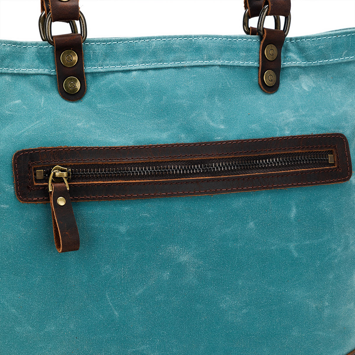 della Q Maker's Premium Canvas Tote in Teal for Knitters and Crocheters