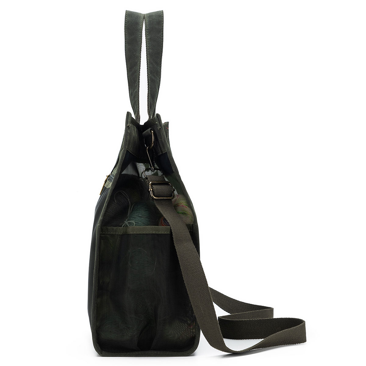 della Q Premium Tall Maker's Mesh Tote - Olive for Crafting Enthusiasts