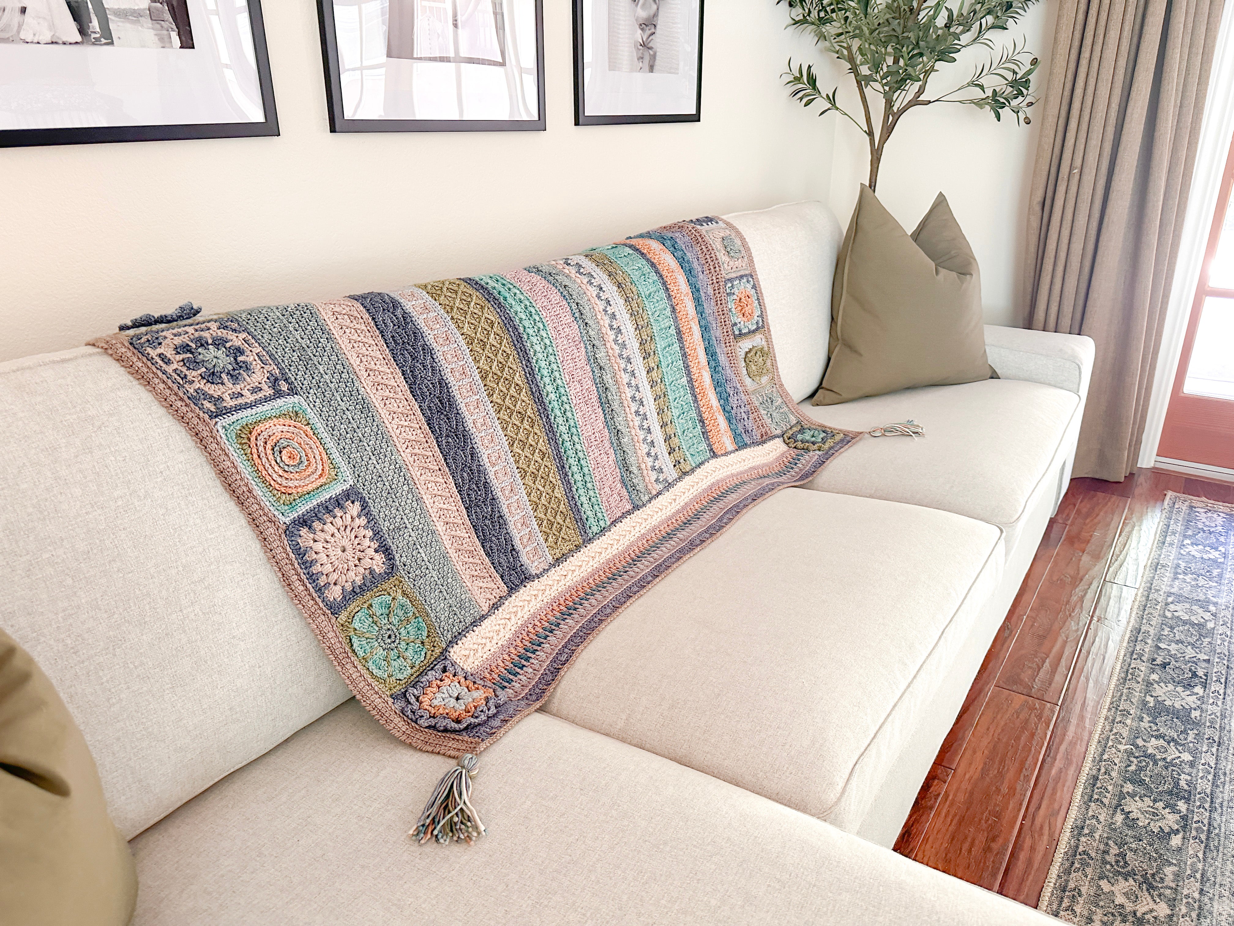 Jimmy Beans Wool 2025 Crochet Blanket Club Kits - Beanstalk Worsted Yarn - Beachy Keen Colorway for Beautiful Blankets