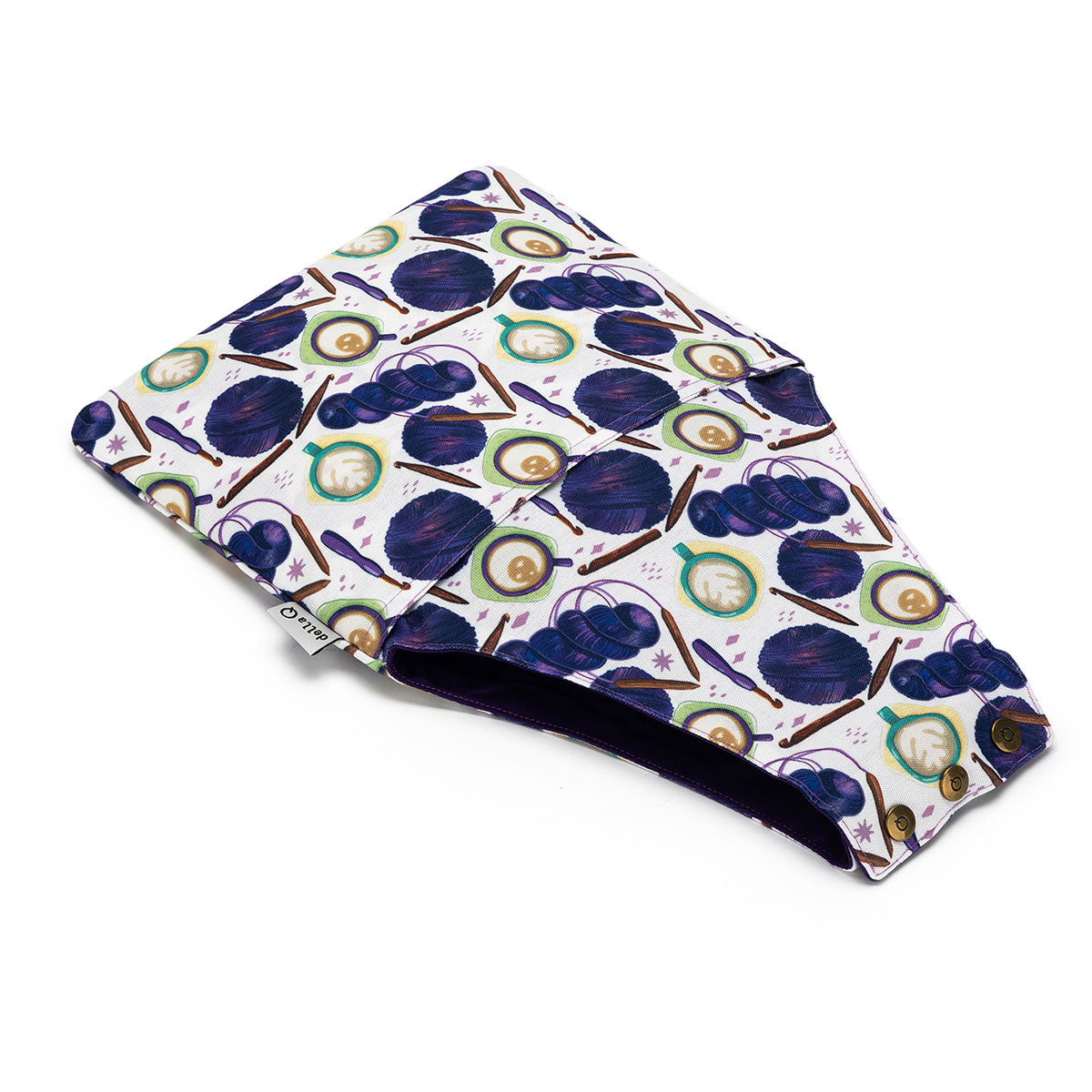 della Q Nora Lightweight Compact Fabric Print Wrist Bag 1300 - 1 - Coffee and Yarn Green