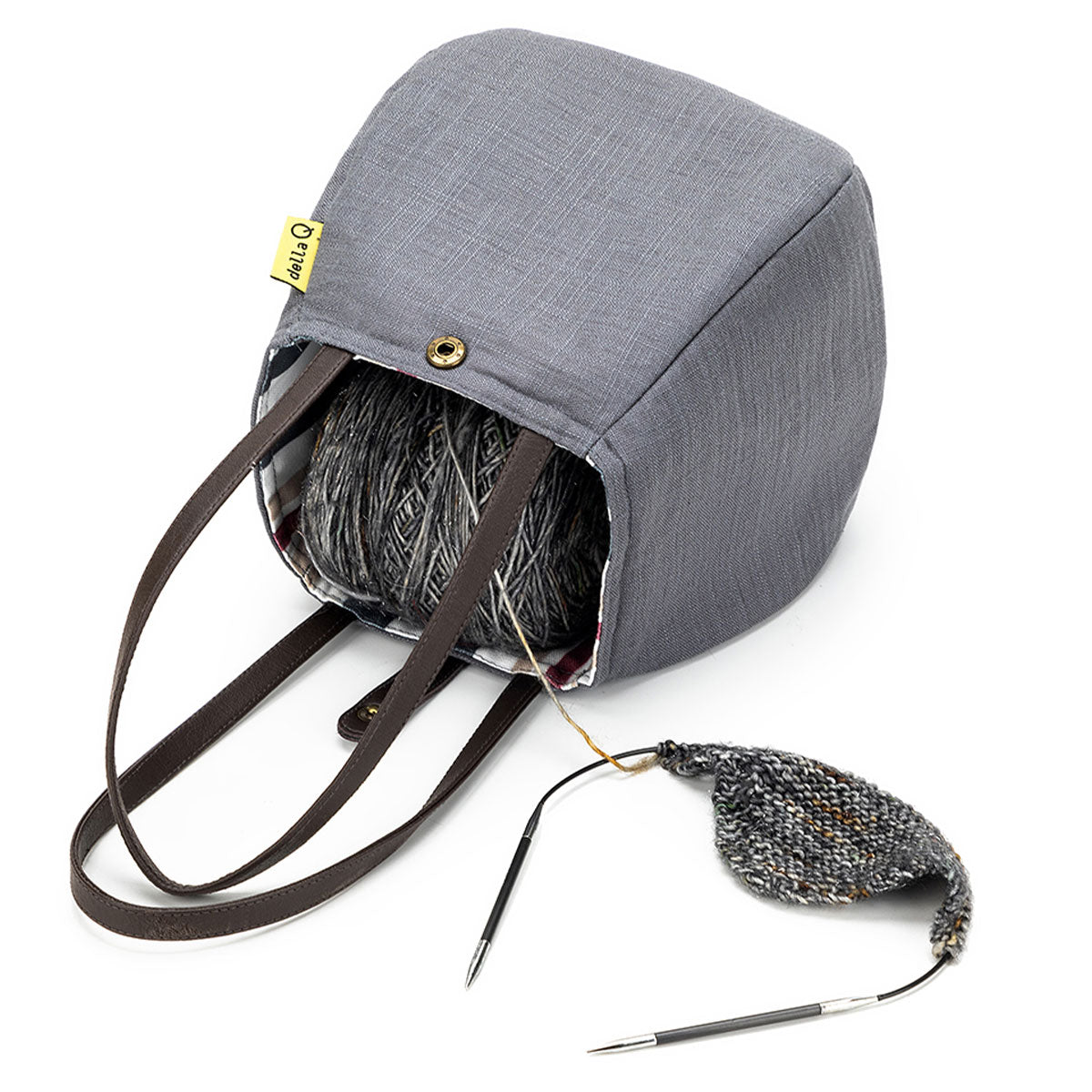 della Q Rosemary Portable Knitting and Crocheting Project Bag - 220-1 - *Linen - Pebble