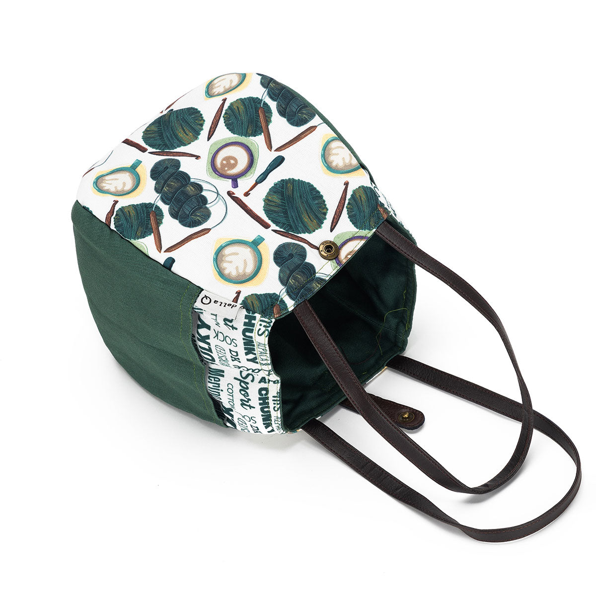 della Q Rosemary 220-1 Premium Fabric Print Collection - Coffee and Yarn Purple Knitting & Crochet Project Bag
