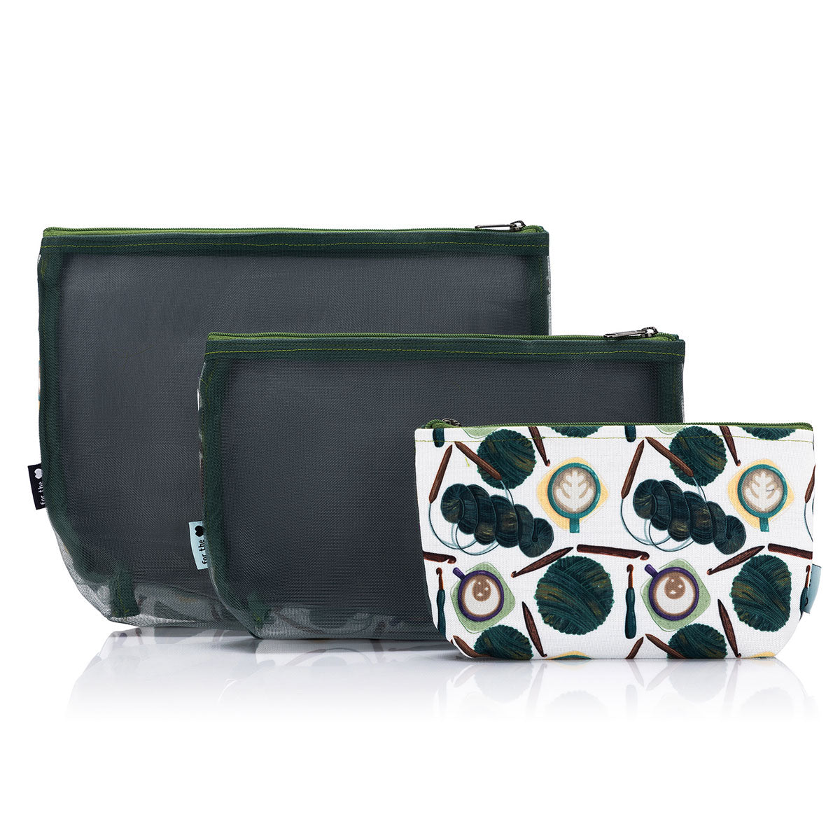 della Q Mesh + Zip Collection 1123 - 1 - Exquisite Fabric Print Collection in Coffee and Yarn Green