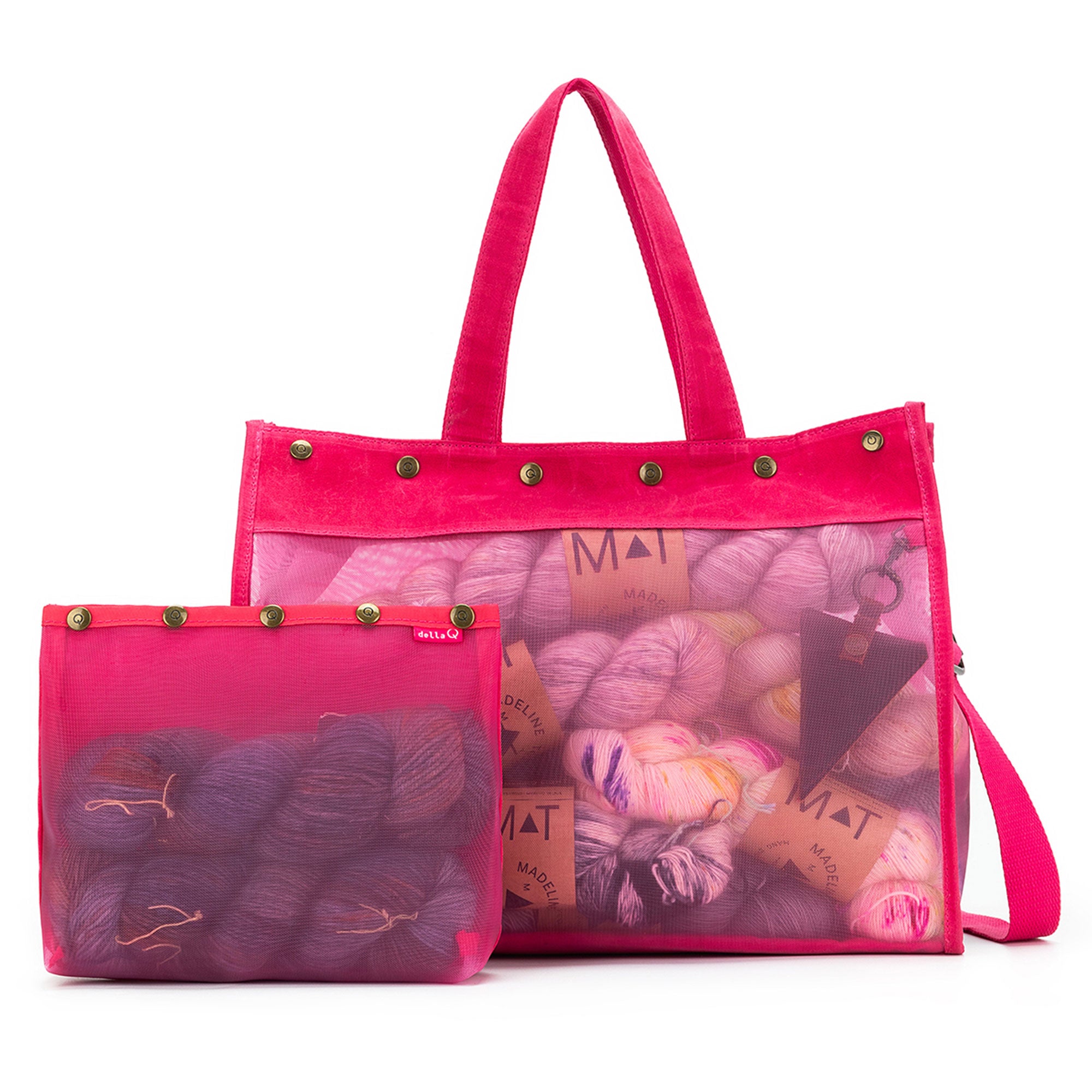 della Q Maker's Stunning Mesh Tote - TL Yarncrafts - Vivid Rose for On - the - go Creators