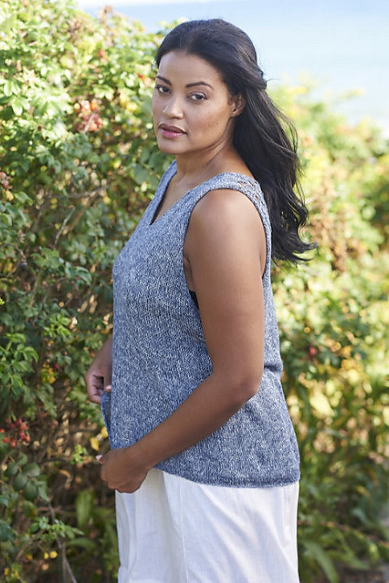 Berroco Mantra Stonewash Collection - Newbury Knit Pattern PDF Download - Loose V - Neck Silk Tank