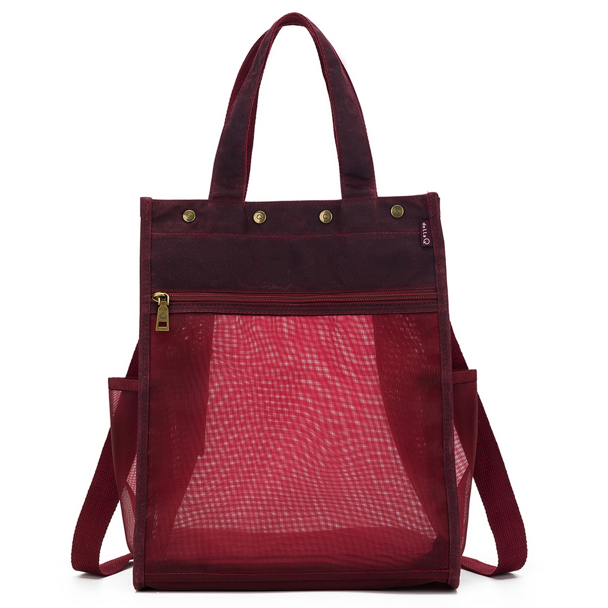 della Q Maker's Stylish Tall Mesh Tote - Red for Crafting Enthusiasts