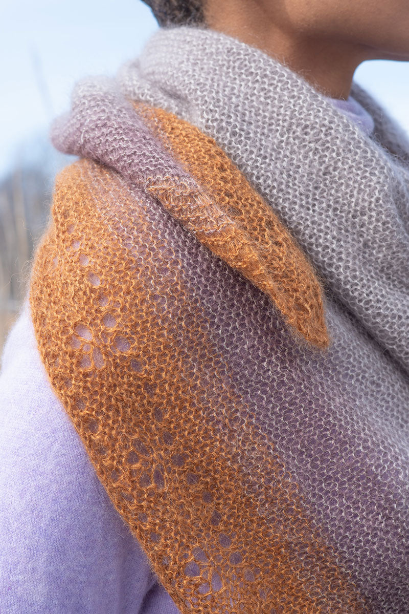 Berroco Aerial + Aerial Color Patterns - Kiania Shawl PDF Download - Stunning Mohair Ombre Gradient