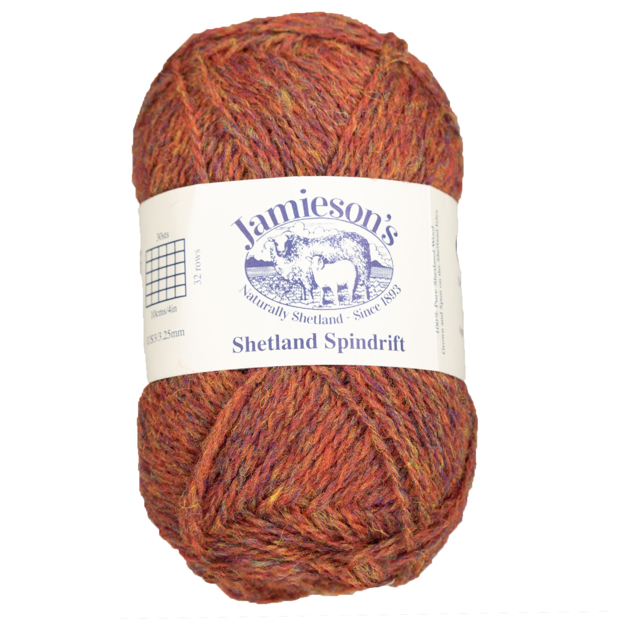 Jamieson's of Shetland Premium Spindrift Yarn - 261 Paprika for Colorful Crochet & Knitting