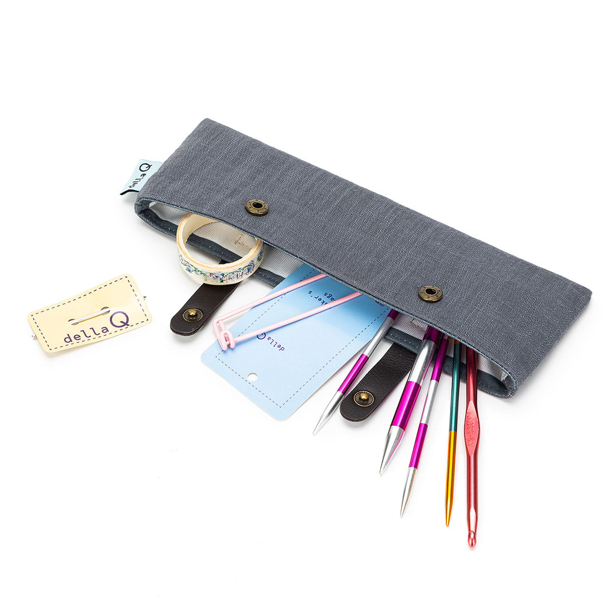 della Q Premium Linen Pebble Sock Needle Keeper - 1201-1 for Sizes 6 and 8 Knitting Needles