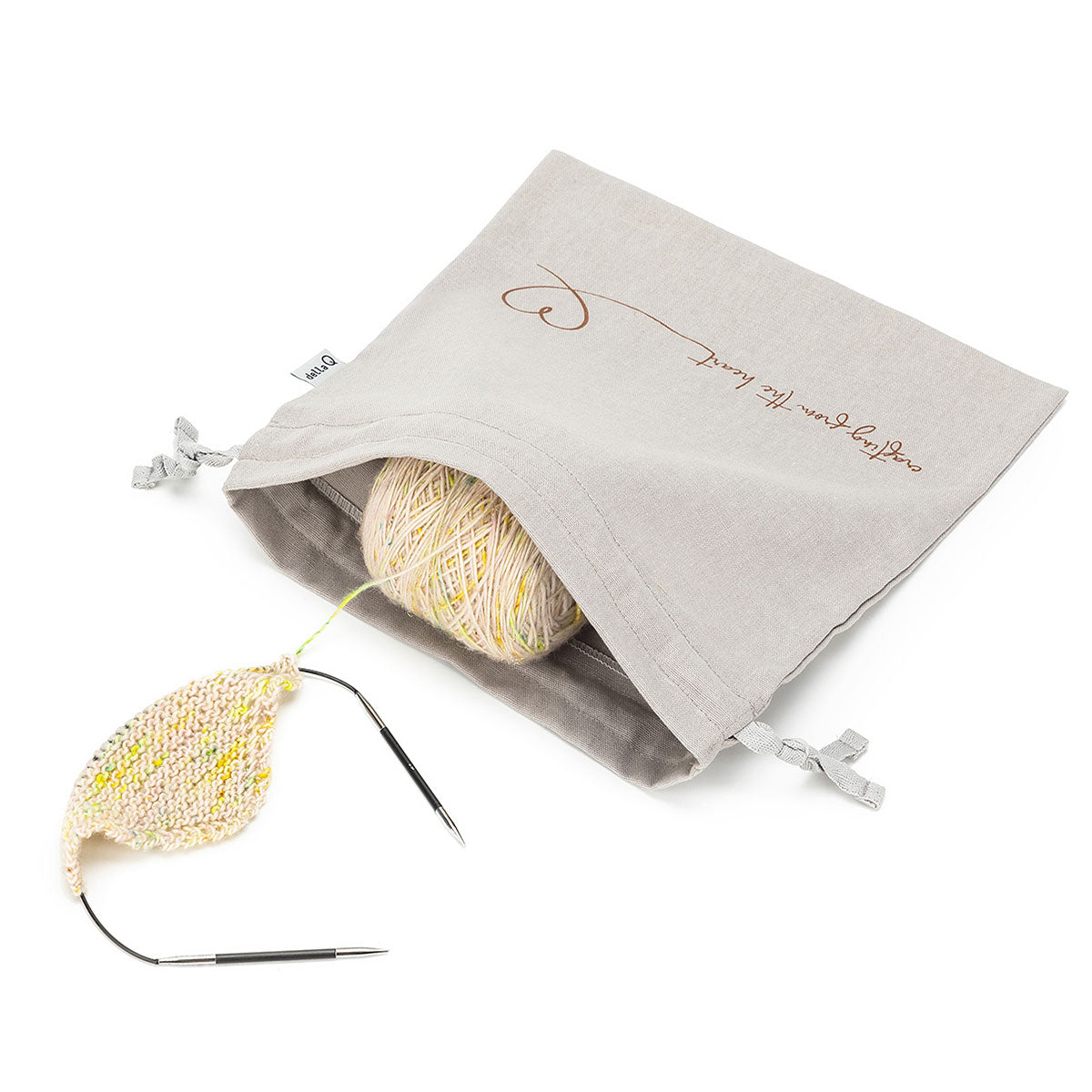 della Q Small Eden Project Bag - 115-1 - Linen Slate: Adorable Project Bag with Signature Prints