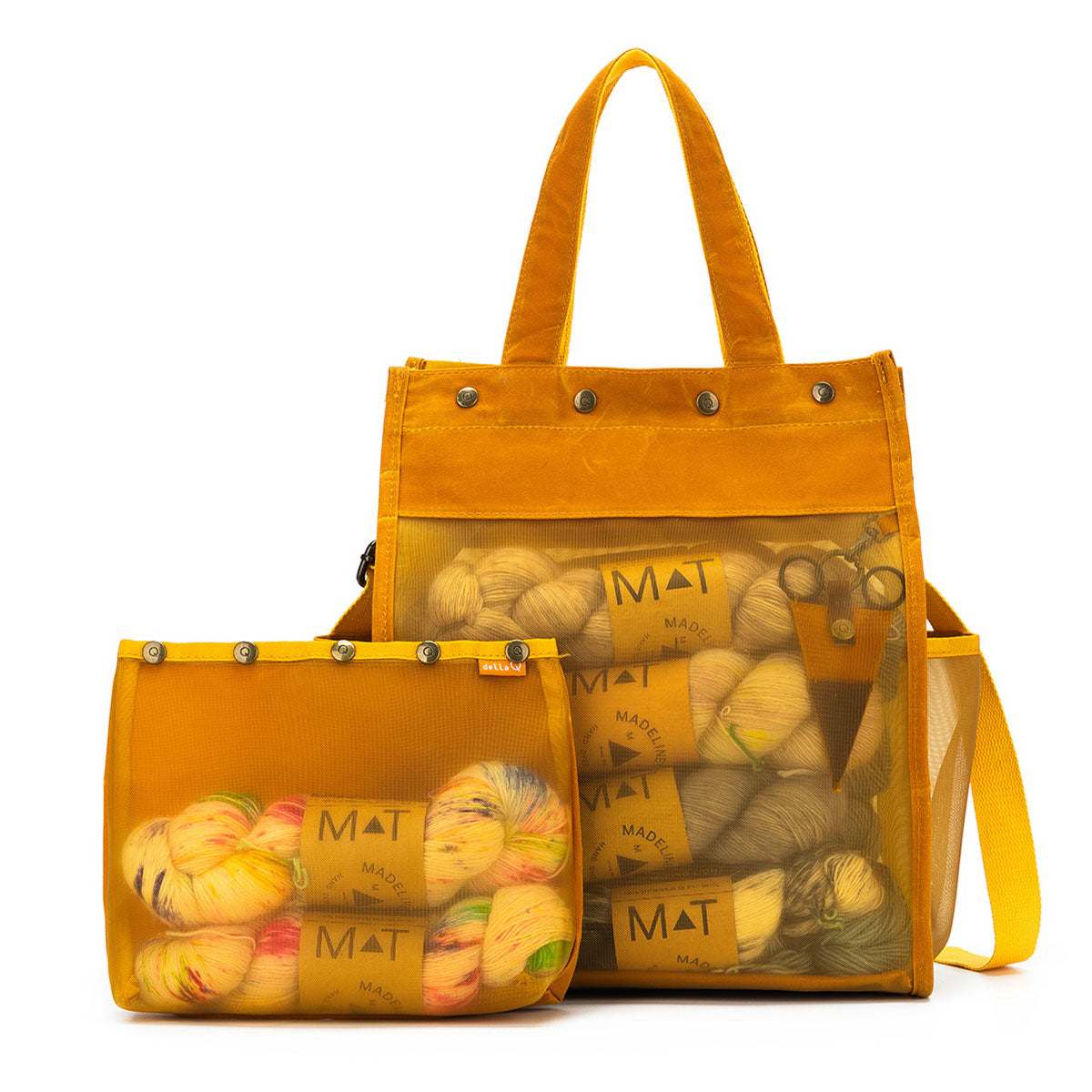 della Q Premium Tall Maker's Mesh Tote in Mustard - Ideal for Crafting