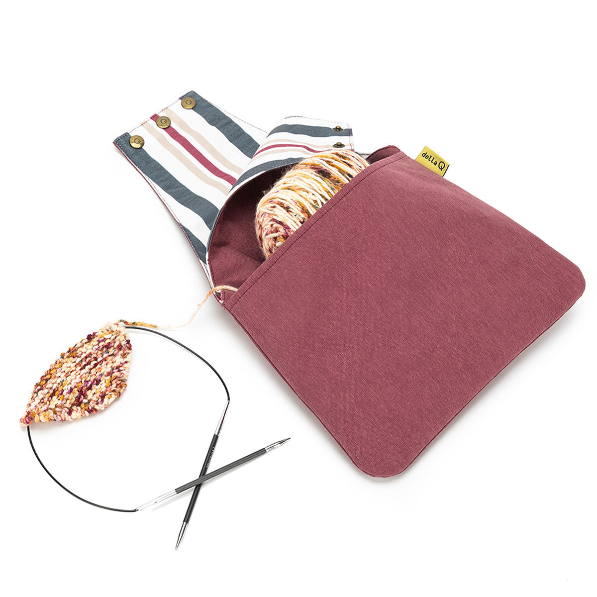 Della Q Nora Lightweight Linen Wine Wrist Bag - 1300-1 for On-the-Go Crafting