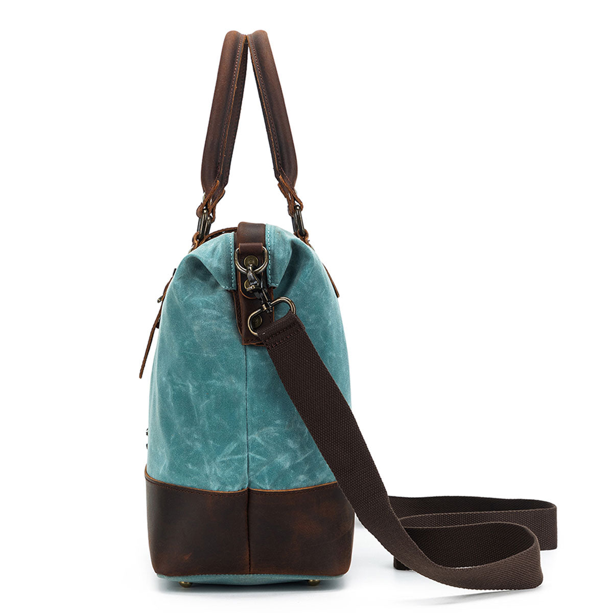 Della Q Stylish Maker's Canvas Satchel in Teal for Knitters and Crocheters