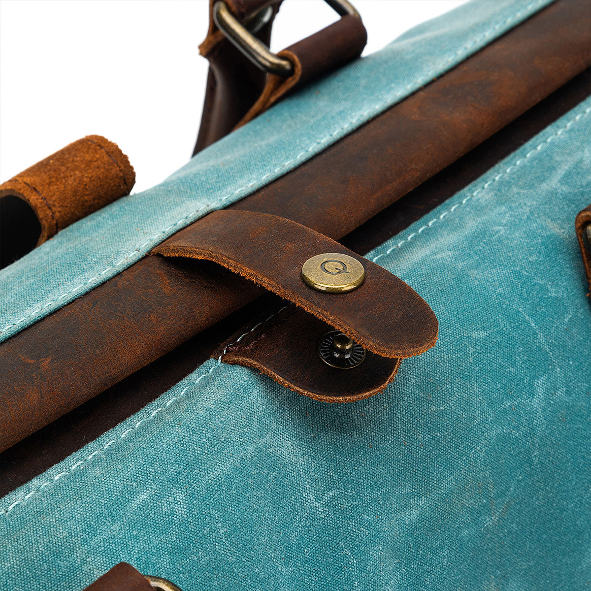 Della Q Stylish Maker's Canvas Satchel in Teal for Knitters and Crocheters