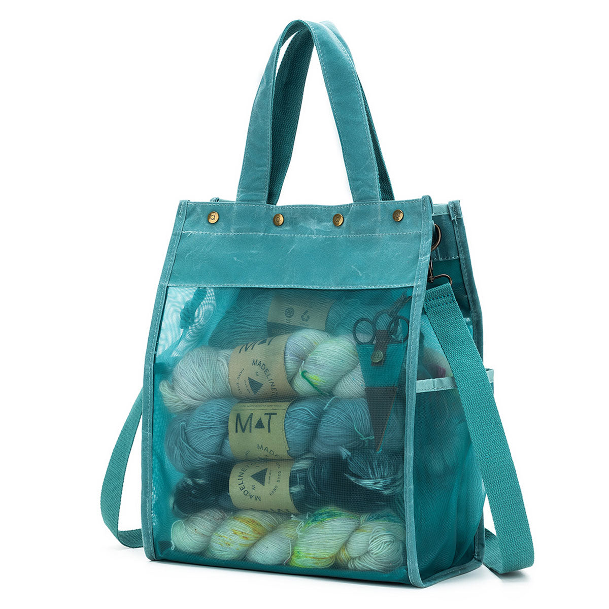 della Q Premium Tall Maker's Mesh Tote - Teal: Ideal for Crafting