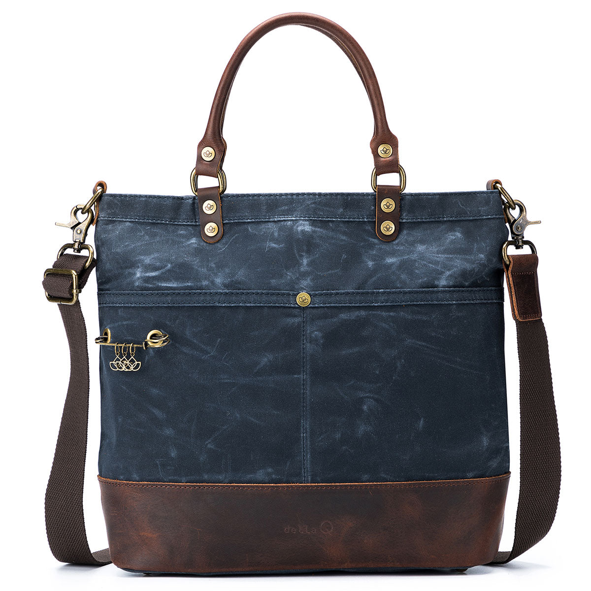 della Q Maker's Blue Canvas Tote - Ideal for Knitters and Crocheters