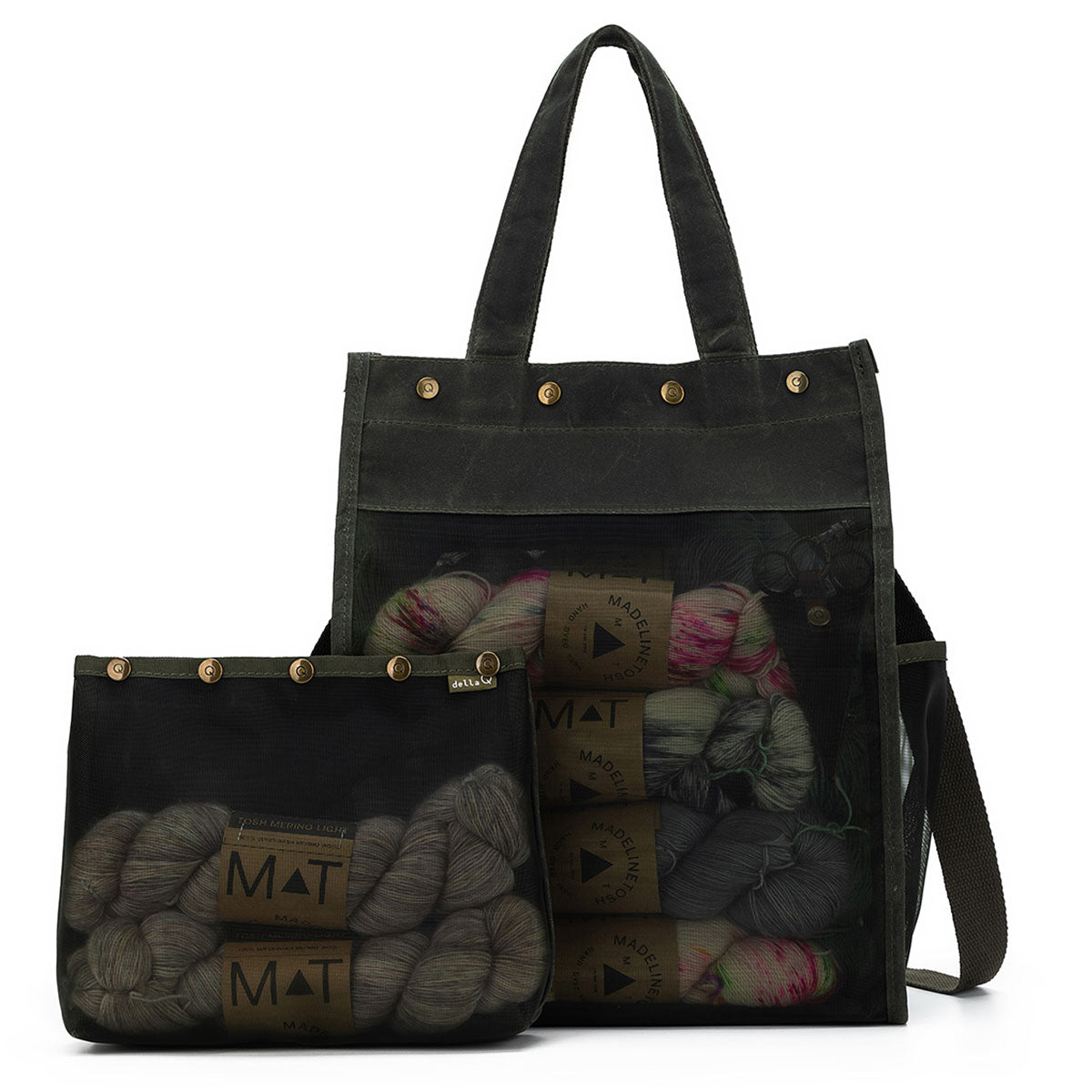 della Q Premium Tall Maker's Mesh Tote - Olive for Crafting Enthusiasts