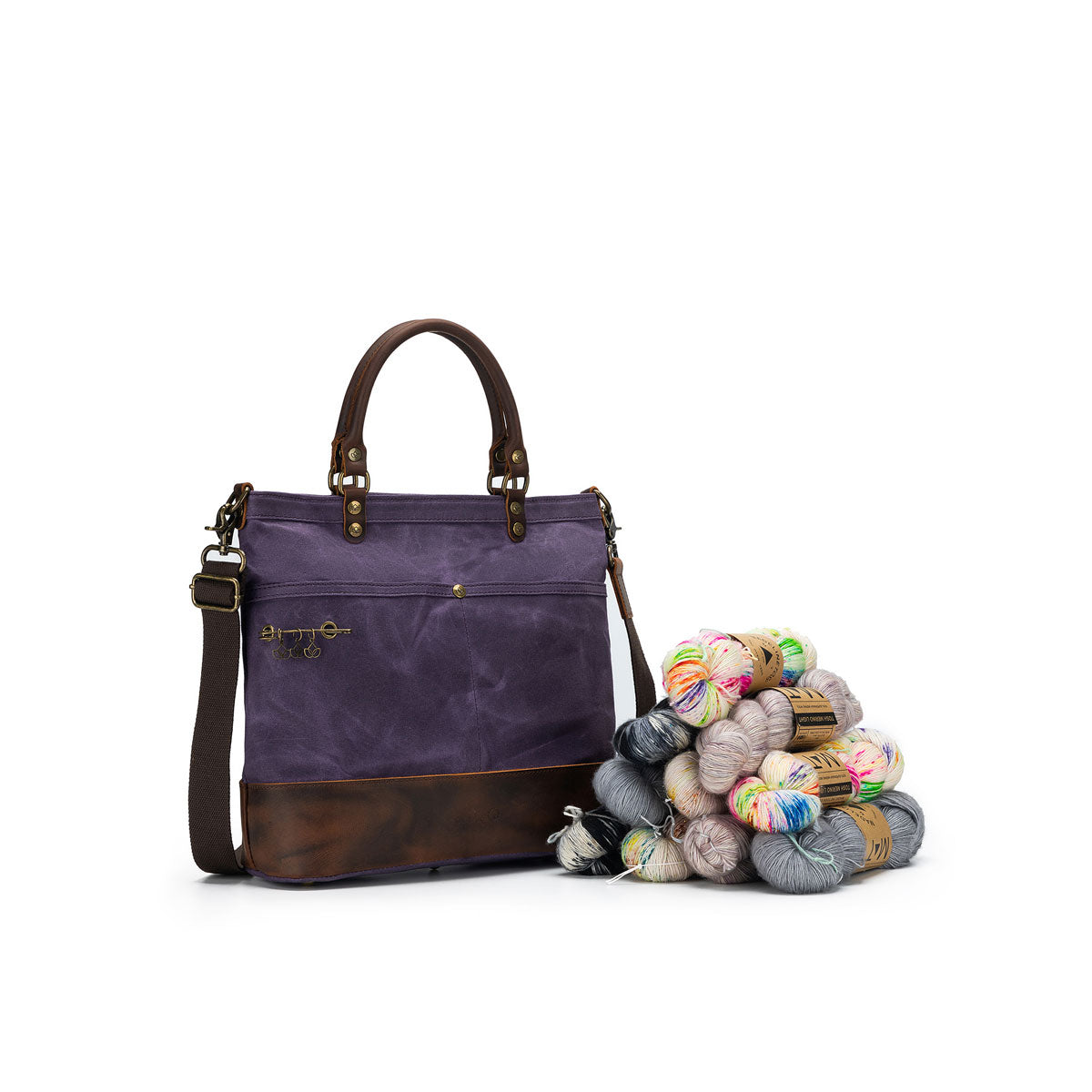 della Q Maker's Purple Canvas Tote for Knitters and Crocheters