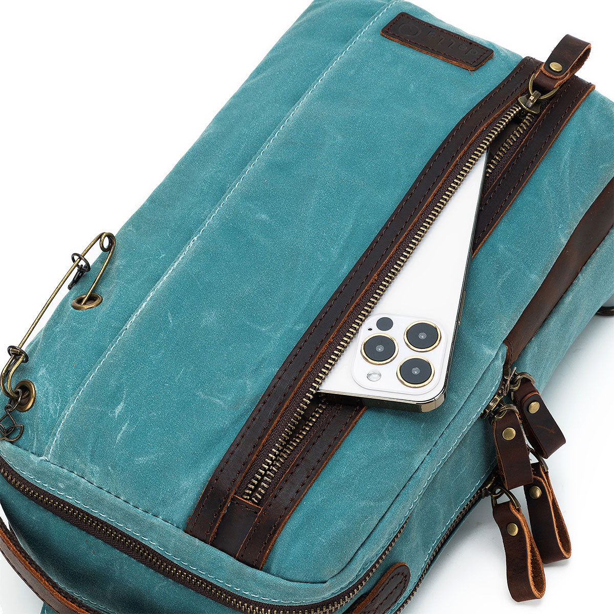della Q Maker's Mini Messenger Bag - Teal, Lightweight & Water-Repellent