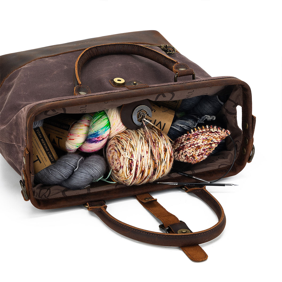 Della Q Maker's Chic Cocoa Canvas Satchel - Ideal for Crafters