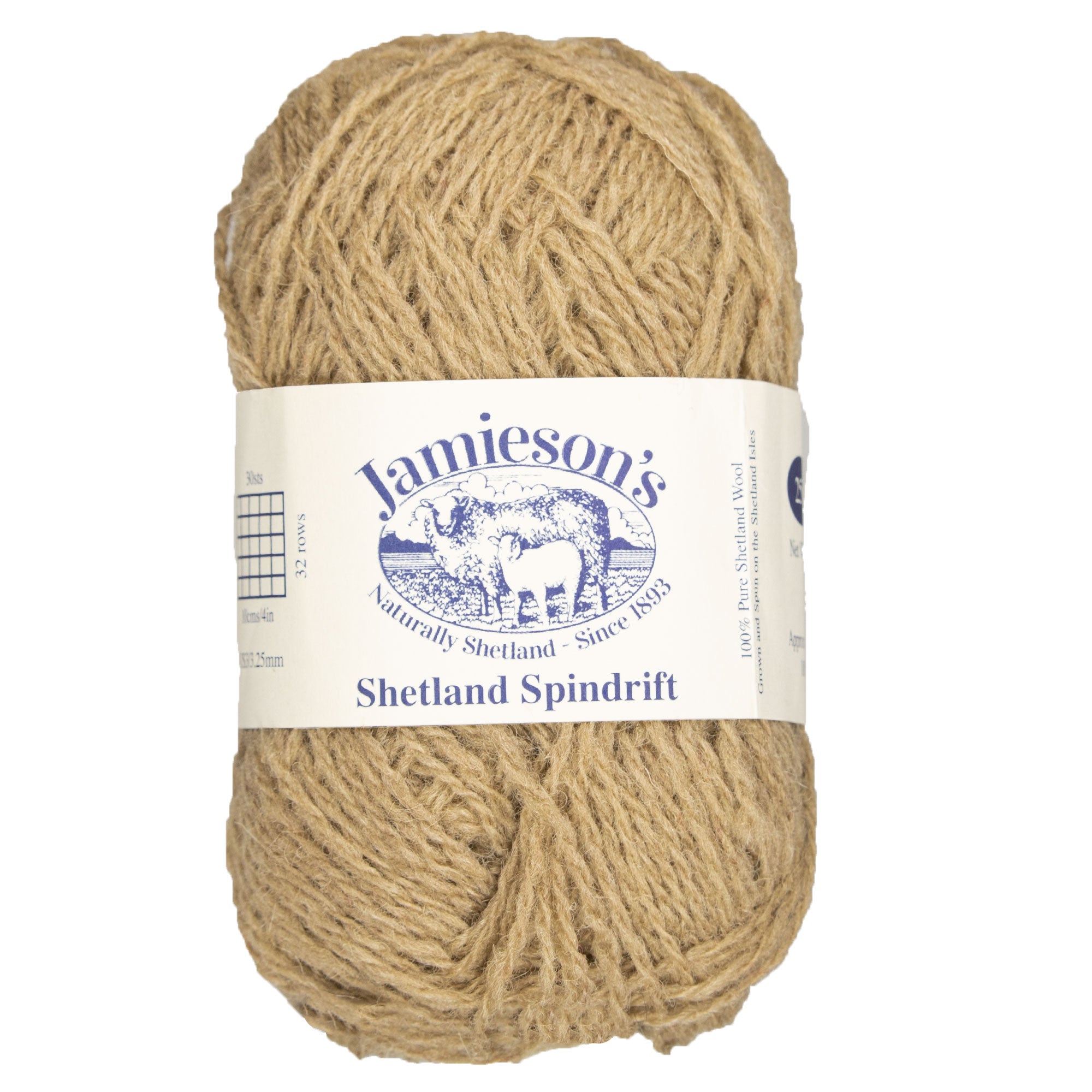 Jamieson's of Shetland Spindrift 2-Ply Yarn - 337 Oatmeal, Ideal for Crochet and Fair Isle Knitting