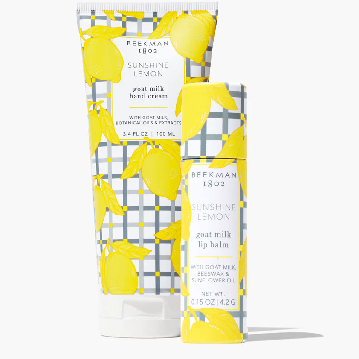 Beekman 1802 Luxurious Goat Milk Hand Cream and Lip Balm Set - Refreshing Sunshine Lemon